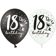 Balony 18 URODZINY birthday czarne BIAŁE 12 cali