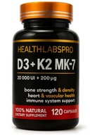 VITAMIN D3+K2 MK-7 20000 UI TERMÉSZETES 120 KAPSZULA, IMMUNERŐSÍTÉS ERŐS CSONTOK
