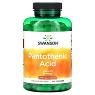 Swanson Pantothenic Acid kyselina pantoténová 500 mg Vitamín B5 250 kapsúl