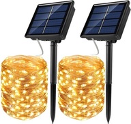 SOLÁRNÍ LED SVĚTELNÝ ŘETĚZ VODOTĚSNÝ 8 REŽIMŮ 10mx2 SET
