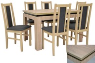 Stół i 6 drewnianych krzeseł do salonu DĄB SONOMA