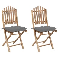 vidaXL Skladacie záhradné stoličky s vankúšmi, 2 ks, bambusové, 3064003
