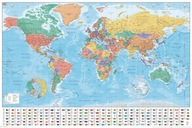 Polityczna Mapa Świata na ścianę Plakat dla dzieci z flagami 91,5x61 cm