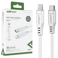 ACEFAST KÁBEL DLHÝ SILNÝ MFI USB C - LIGHTNING 1,2M 30W 3A BIELA