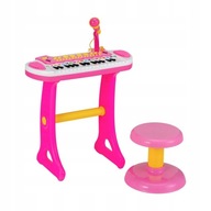 Pianino dla dzieci keyboard róż mikrofon taboret