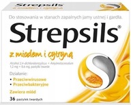 STREPSILS na ból gardła miód i cytryna 36 pastylek