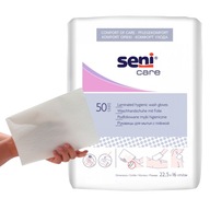 Myjki higieniczne podfoliowane rękawice do mycia ciała Seni Care 50 szt.