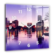 Sklenené hodiny Ozdobné Nástenný Darček Orlando panoráma mesta 60x60