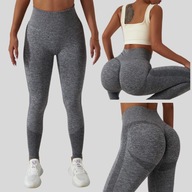 WYGODNE LEGGINSY BEZSZWOWE PUSH-UP SZARE (GREY) L