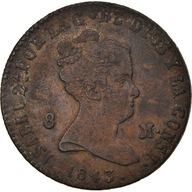 Moneta, Hiszpania, Isabel II, 8 Maravedis, 1843, J