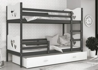 Łóżko Piętrowe dla Dzieci 80x190 z Materacami HIT
