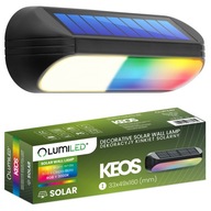 LAMPA ELEWACYJNA SOLARNA OPRAWA ZEWNĘTRZNA OGRODOWA KINKIET LED RGBW