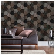 Tapeta na stenu na vliese šedá 1005 x 52 cm Drevo Hexagon Moderná
