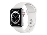 Apple Watch 6 40mm GPS Cellular stal eSIM LTE srebrny + biały zaplombowany