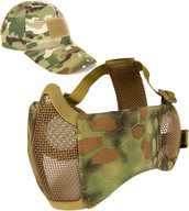 Ochranná maska Tactical Airsoft Paintball s čiapkou? Camo, ľahká