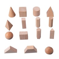 15x učenie 3D tvarov drevených geometrických pevných látok