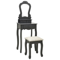 Toaletný stolík so stoličkou sivý 50x59x136 cm drevo paulowni