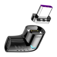 5A USB Type-C mágneses adapter töltőkábel mobiltelefonokhoz, táblagéphez, fekete