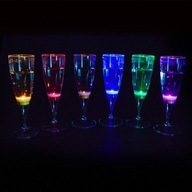 6x LED podsvietené poháre na šampanské plastové poháre na pitie