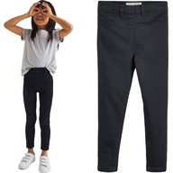Next Bawełniane Czarne Dziewczęce Jeansy Spodnie Jegginsy Skinny 128 cm