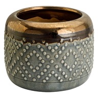 Kvetináč oválny Kryt Keramika Vintage Šedá Zlatá
