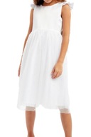 Elegantné tylové šaty pre dievčatá - Savannah biela, 122/128