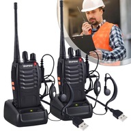 2X WALKIE TALKIE BAOFENG BF888S PMR +SŁUCHAWKI, BAZA ŁADUJĄCA