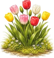 MATRICA DEKORÁCIÓ TAVASZI DEKORÁCIÓ FALI BÚTOR TULIPÁN VIRÁGOK