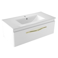 Szafka łazienkowa z umywalką biały połysk do małego WC solidna wąska 80 cm