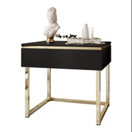Nočný stolík AURORA na zlatom rošte čierny mat