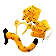 Sada chvosta zvieraťa, kostýmová dekorácia Zviera Žltý Tiger 4ks