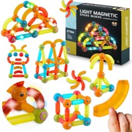 MAGNETICKÉ KOCKY VZDELÁVACIE S PODSVIETENÍM KONŠTRUKČNÉ 3D PUZZLE