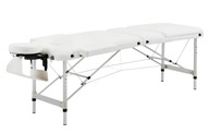 Łóżko Do Masażu Aluminiowe Stół Składany Biały Kosmetyczny 215 cm x 60 cm