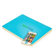 Ecotoys Drevený edukačný notebook s magnetickou tabuľou - Modrý