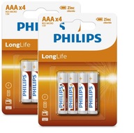 PHILIPS BATERIE R03/ AAA LONGLIFE - 8 SZTUK