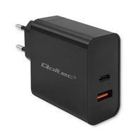 Qoltec Superrychlá nabíječka PD | 1x USB-C | 1x USB | 90 W | 5-20 V | 2.4-4.35 A
