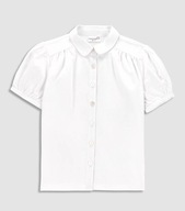 Coccodrillo biała galowa koszula z krótkimi bufiastymi rękawami 128