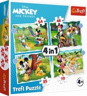 PUZZLE 4w1 Myszka Miki Mickey 4+ Układanka TREFL