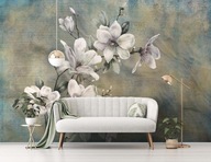 Vliesová fototapeta 520x318 Biele kvety magnólie na maľovanej stene