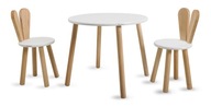Zestaw mebli Zając 2 krzesła Natural*+stół Biały