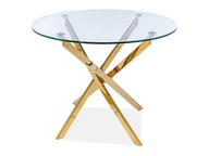 Stôl AGIS transparentný/zlatý fi 90cm