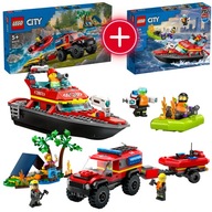 Prezent dzień dziecka LEGO City Łódź strażacka 60373 + Wóz strażacki 60412