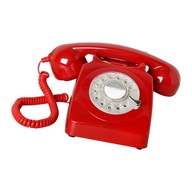 Telefon stacjonarny w stylu retro Styl vintage Telefon z obrotową tarczą Dekoracyjny czerwony