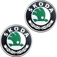 ZESTAW 2x logo SKODA naklejka samoprzylepna emblemat znaczek kluczyk 14mm