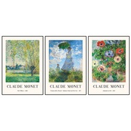 Zestaw 3 plakatów 29,7x21 A4 Claude Monet reprodukcja malowany sztuka BOHO