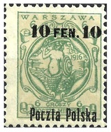 1918 Polska Fi.3 a ** POCZTA MIEJSKA WARSZAWY gwar. H.JENDROSZEK
