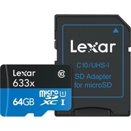 Memóriakártya Lexar 64GB micro SD 100MB/s A1 V10