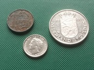 HOLANDIA - Zestaw 3 różnych monet 1 10 Cents 1 Gulden 1942 1948 1980 Y25