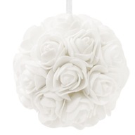kula białe róże 2 sztuki dekoracyjne zawieszane stroik kula kwiatowa