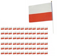 POLSKA FLAGA NARODOWA CHORĄGIEWKA MATERIAŁOWA POLSKI 21x14CM ZESTAW 100SZT